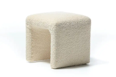  Directional Pair of Waterfall Benches Newly Upholstered in Ivory White Boucl circa 1970s
