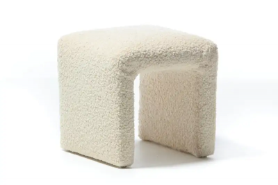  Directional Pair of Waterfall Benches Newly Upholstered in Ivory White Boucl circa 1970s