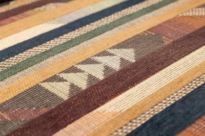  Directional Paul McCobb for Directional AmericanStriped Fabric and Walnut Lounge Armchair