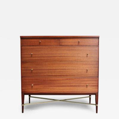  Directional Paul Mccobb Calvin Group Mahogany and Brass Five Drawer Chest Dresser