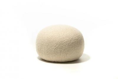  Directional Post Modern Directional Pouf Ottoman in Ivory White Boucle
