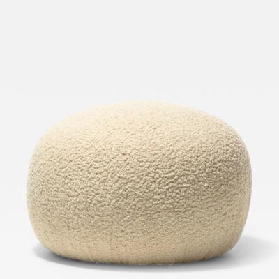  Directional Post Modern Directional Pouf Ottoman in Ivory White Boucle