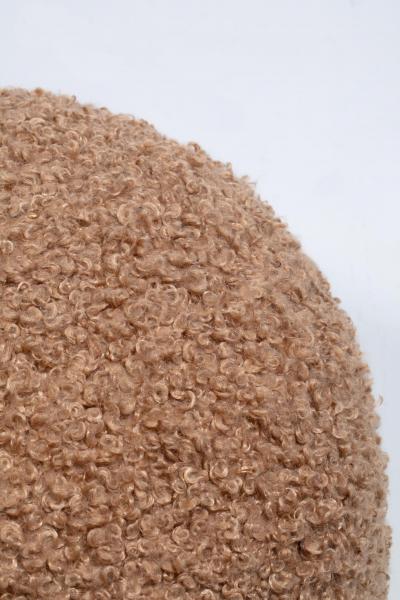  Directional Post Modern Directional Pouf Ottoman in Teddy Bear Camel Boucl 