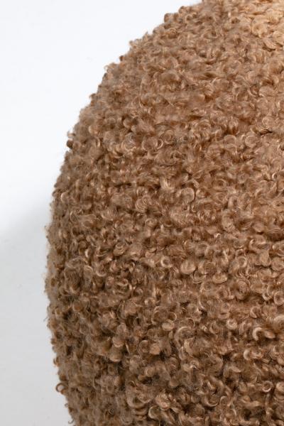  Directional Post Modern Directional Pouf Ottoman in Teddy Bear Camel Boucl 