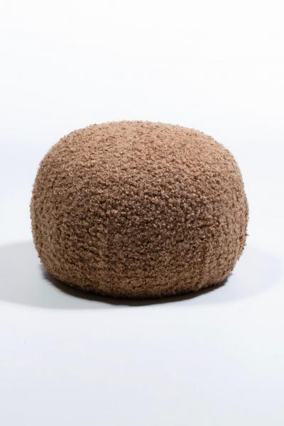  Directional Post Modern Directional Pouf Ottoman in Teddy Bear Camel Boucl 