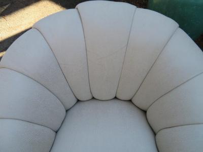  Directional Stunning Pair of Directional Crescent Tufted Swivel Lounge Chair Midcentury