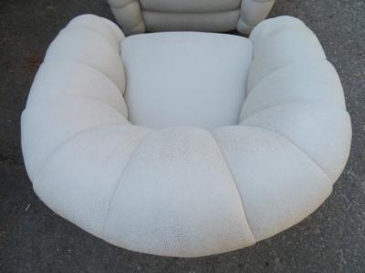  Directional Stunning Pair of Directional Crescent Tufted Swivel Lounge Chair Midcentury
