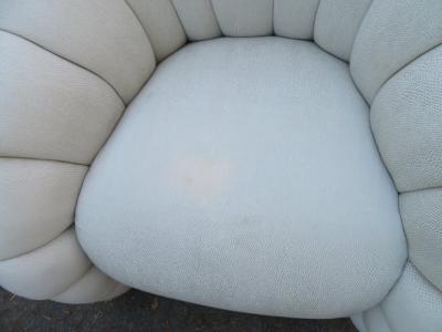  Directional Stunning Pair of Directional Crescent Tufted Swivel Lounge Chair Midcentury