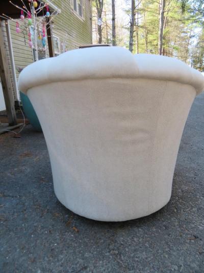  Directional Stunning Pair of Directional Crescent Tufted Swivel Lounge Chair Midcentury