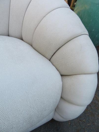  Directional Stunning Pair of Directional Crescent Tufted Swivel Lounge Chair Midcentury
