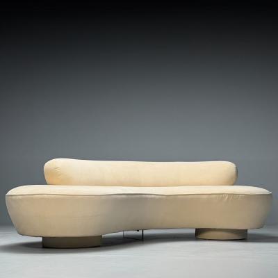 Directional Vladimir Kagan Directional Mid Century Modern Serpentine Cloud Sofa Velvet