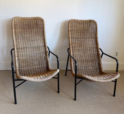  Dirk Van Sliedrecht DIRK VAN SILEDREGT WICKER LOUNGE CHAIRS