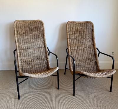  Dirk Van Sliedrecht DIRK VAN SILEDREGT WICKER LOUNGE CHAIRS