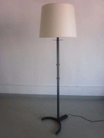  Disderot Pair of French Mid Century Modern Iron Floor Lamps by Disderot