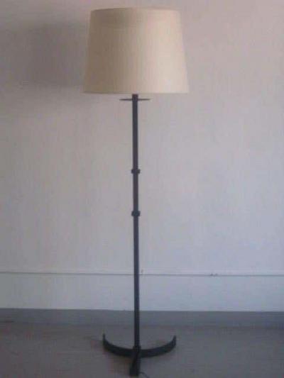  Disderot Pair of French Mid Century Modern Iron Floor Lamps by Disderot