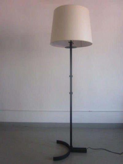  Disderot Pair of French Mid Century Modern Iron Floor Lamps by Disderot