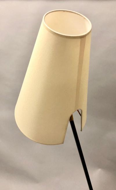  Disderot Pair of French Mid Century Modern Wrought Iron Floor Lamps Disderot Attributed