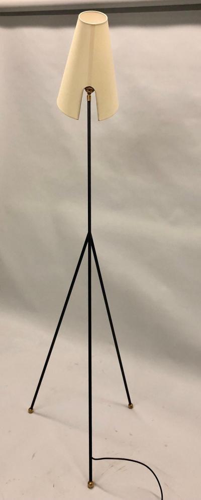  Disderot Pair of French Mid Century Modern Wrought Iron Floor Lamps Disderot Attributed