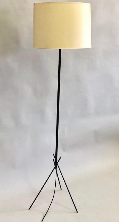  Disderot Pair of French Mid Century Modern Wrought Iron Floor Lamps Disderot Attributed