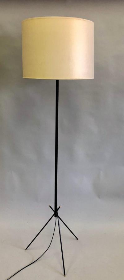  Disderot Pair of French Mid Century Modern Wrought Iron Floor Lamps Disderot Attributed