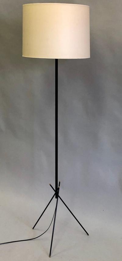  Disderot Pair of French Mid Century Modern Wrought Iron Floor Lamps Disderot Attributed