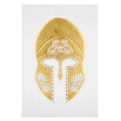  Diyana Double Owl Helmet Gold and Platinum Leaf Relief by Diyana