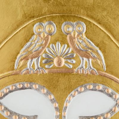  Diyana Double Owl Helmet Gold and Platinum Leaf Relief by Diyana