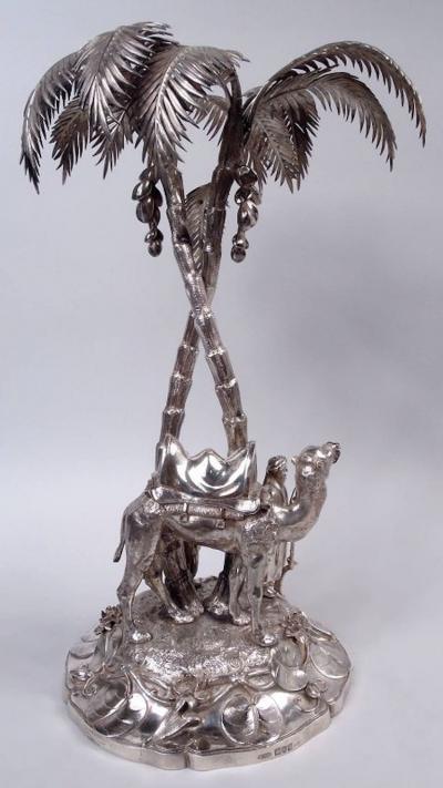  Dobson Sons English Edwardian Exotic Palm Tree Camel Imperial Centerpiece 1902