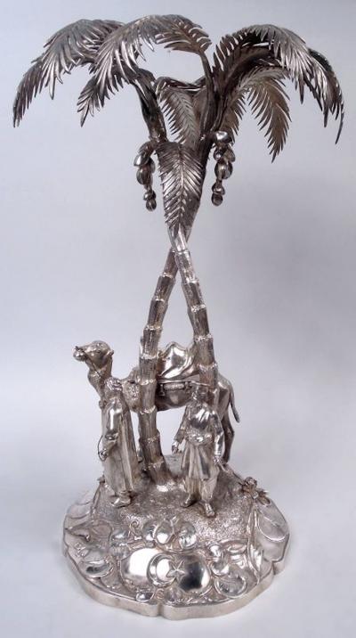 Dobson Sons English Edwardian Exotic Palm Tree Camel Imperial Centerpiece 1902