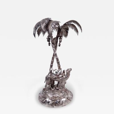 Dobson Sons English Edwardian Exotic Palm Tree Camel Imperial Centerpiece 1902