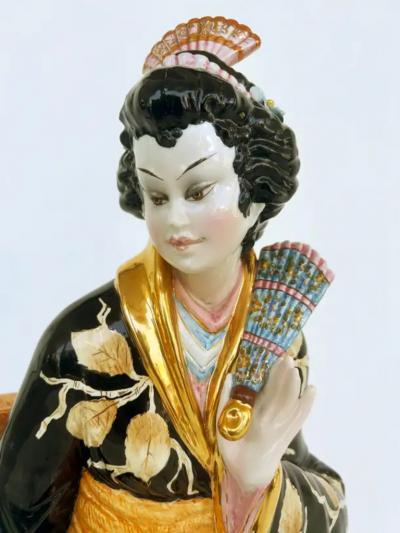 Domenico Poloniato Domenico Poloniato Italian Majolica Asian Sculptures Lamp Bases Glazed Ceramic