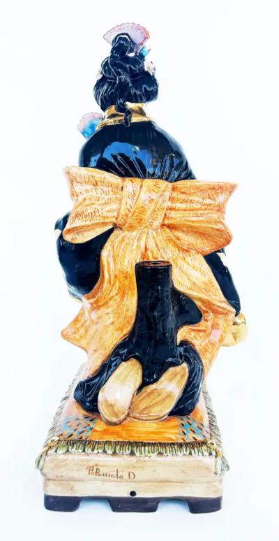Domenico Poloniato Domenico Poloniato Italian Majolica Asian Sculptures Lamp Bases Glazed Ceramic