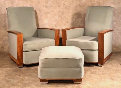  Dominique Dominique pair of club chairs with footstool