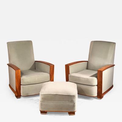  Dominique Dominique pair of club chairs with footstool