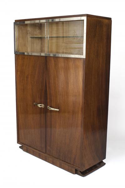  Dominique French Art Deco Rosewood Vitrine Bar Cabinet