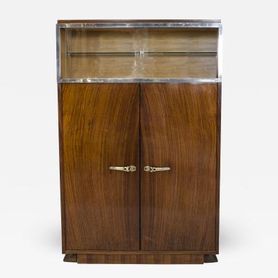  Dominique French Art Deco Rosewood Vitrine Bar Cabinet