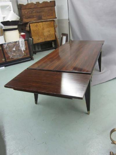 Dominique French Macassar Ebony Dining Table and 2 Leaves by Dominique Paris circa 1925