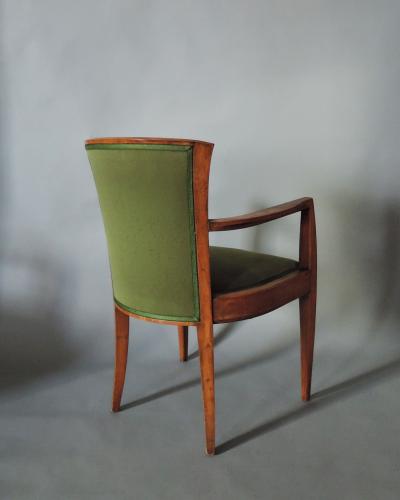  Dominique Pair Fine French Art Deco Walnut Armchairs by Dominique