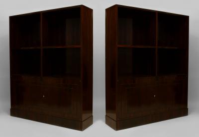  Dominique Pair of French Art Deco Calamander Wood Bookcase Cabinets