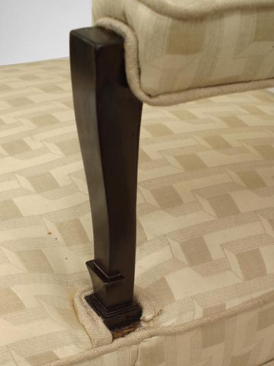  Dominique Set of 4 French 1940s Ebonized High Back Open Armchairs