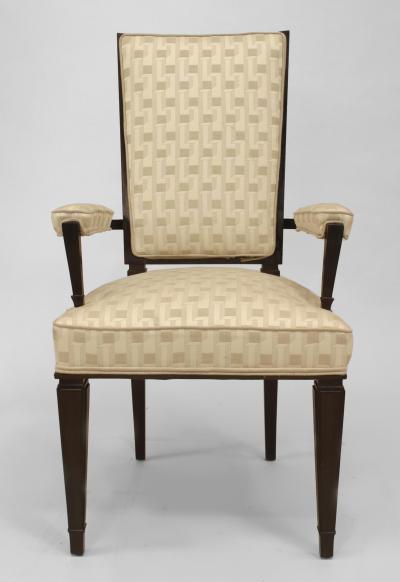 Dominique Set of 4 French 1940s Ebonized High Back Open Armchairs