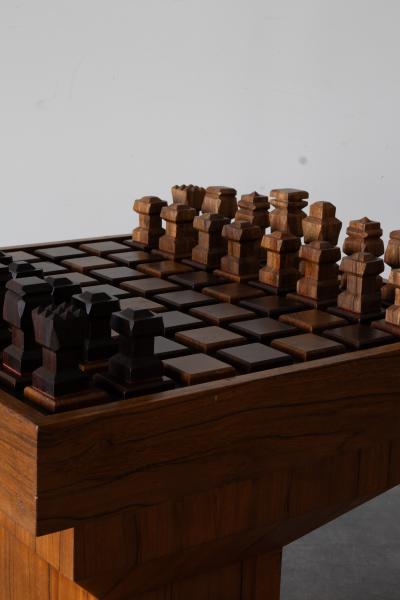  Don S Shoemaker Danish Teak and Rosewood Chess Table in the style of Don S Shoemaker