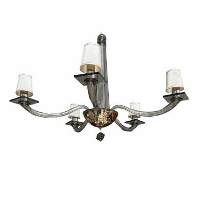  Donghia 1990s Modern Donghia Stellare Smoked Murano Glass 5 Arm Chandelier