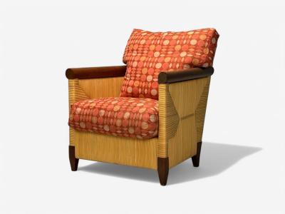  Donghia John Hutton Donghia Mahogany Wicker Cane Merbau Lounge Chairs USA 1995