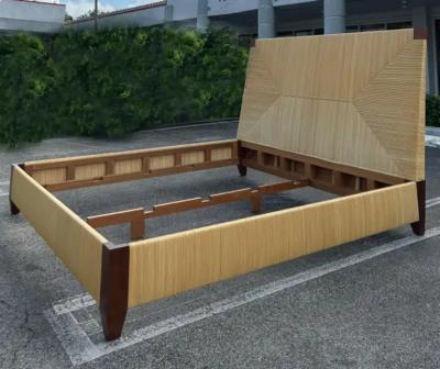  Donghia John Hutton Donghia Merbau Mahogany Rush King Bed Frame with Woven Reed
