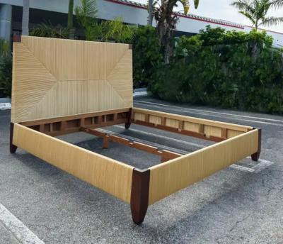  Donghia John Hutton Donghia Merbau Mahogany Rush King Bed Frame with Woven Reed