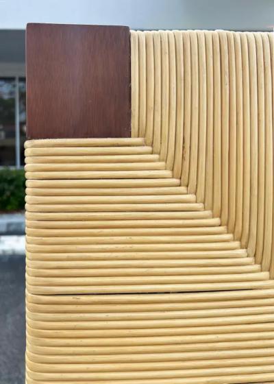  Donghia John Hutton Donghia Merbau Mahogany Rush King Bed Frame with Woven Reed