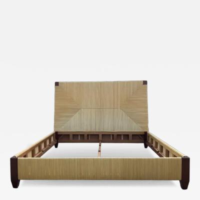  Donghia John Hutton Donghia Merbau Mahogany Rush King Bed Frame with Woven Reed