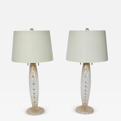  Donghia Pair John Hutton for Donghia Ondoso Clear with Gold Venini Glass Table Lamps