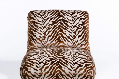  Donghia Pair of Large Donghia Slipper Chairs Newly Upholstered in Ivory Tiger Velvet